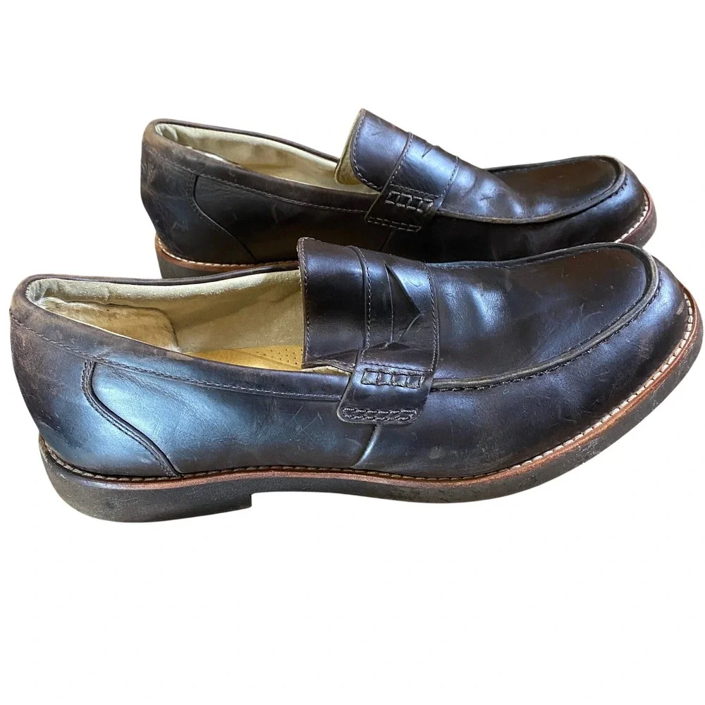 UGG Barren Brown Leather Penny Loafers Mens Shoes sz 12